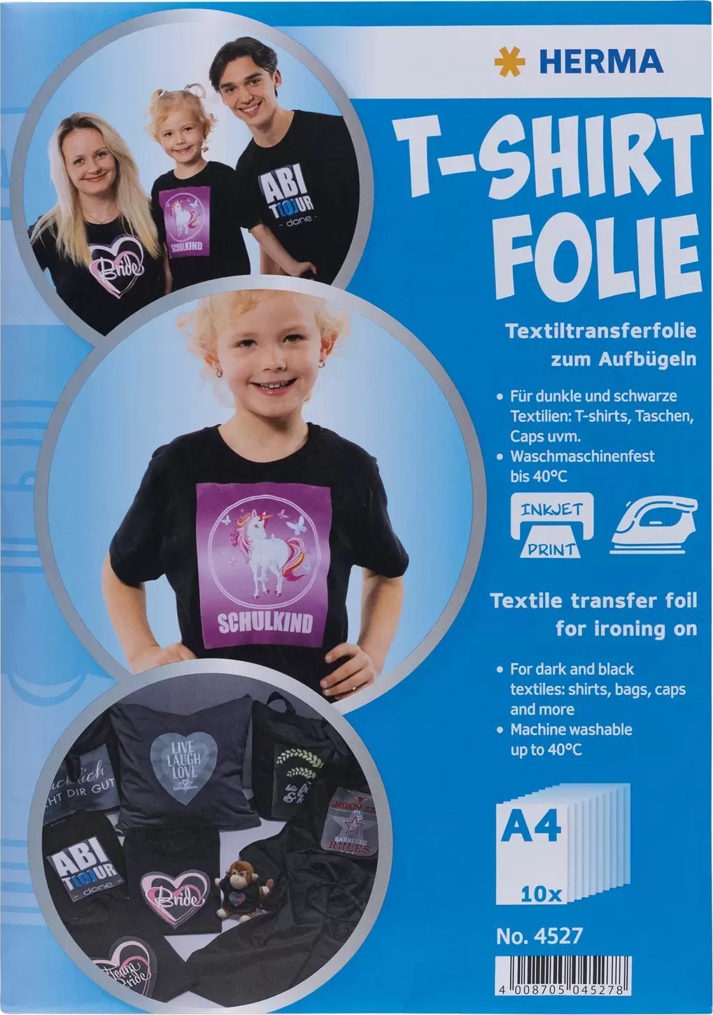 Herma Herma T-Shirt Foil A4 f. dark + black Textiles 10 Sheets 4527