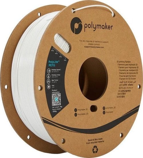 Poly Filament Polymaker PolyLite PETG 1,75mm 1kg - White}