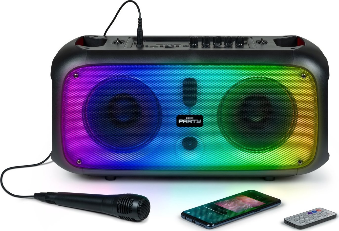 Głośnik BigBen Big Ben Głośnik Bluetooth Mikrofon Party Cube Podświetlenie LED 200W
