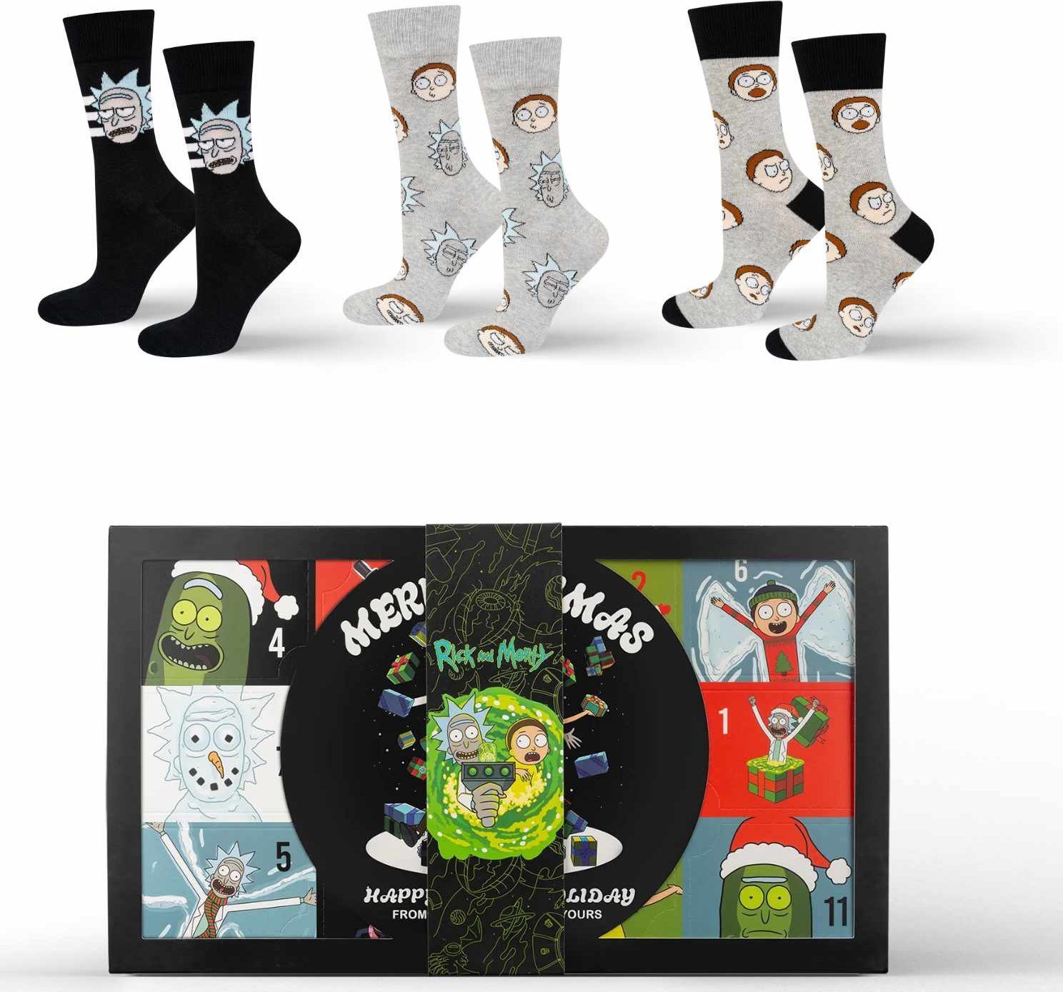 Soxo Rick and Morty wesołe Święta Boże Narodzenie Prezent Zestaw 6x Kolorowe Męskie Skarpetki SOXO 4045
