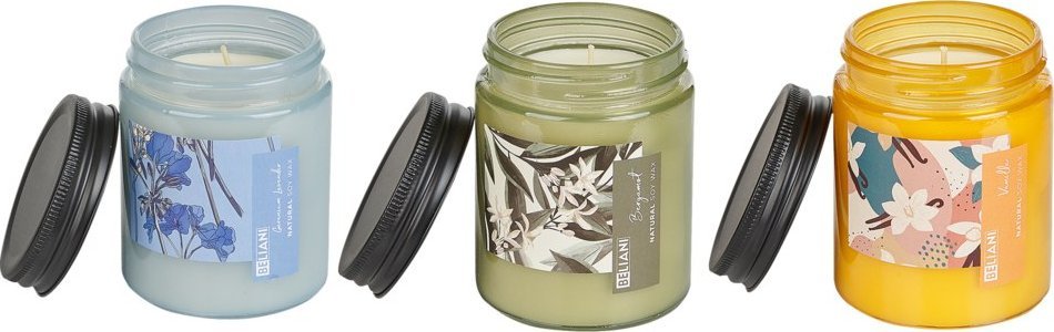 Beliani 3 świece zapachowe sojowe bergamotka/ wanilia/ lawenda FRUITY BLOOM
