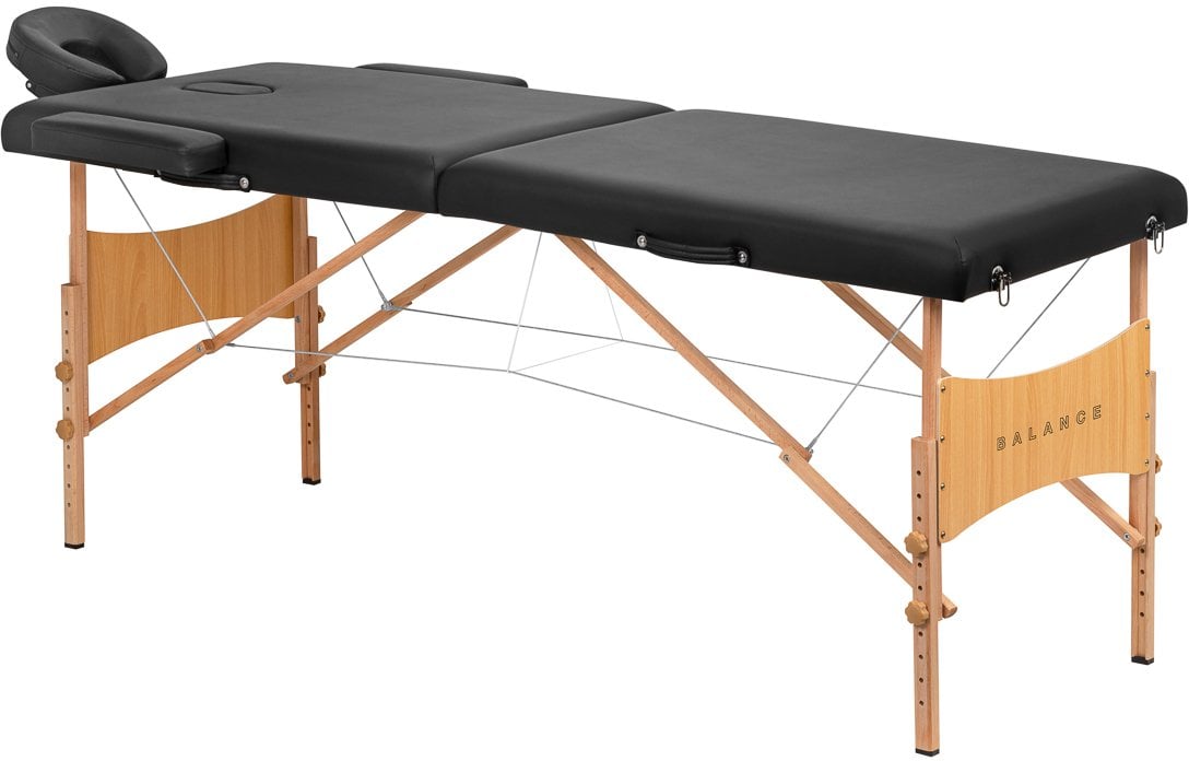 Stół składany do masażu drewniany Balance 2 segmentowe czarny