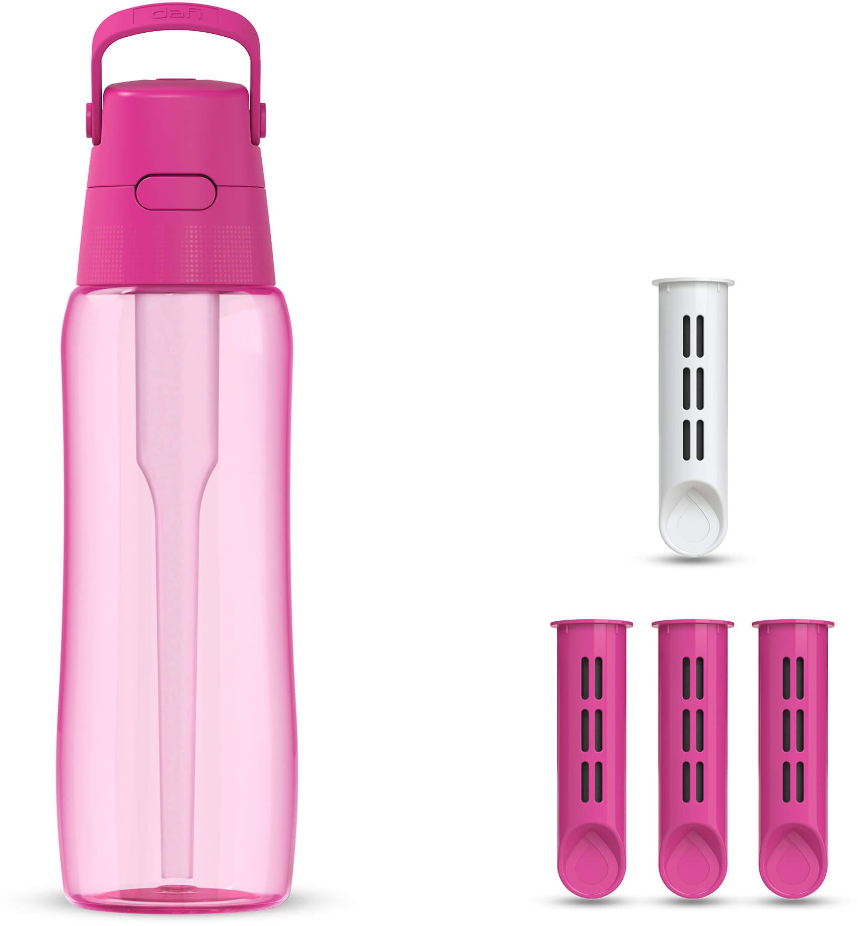 Butelka filtrująca Dafi SOLID 0,7 flamingowa barwiona z 4 filtrami