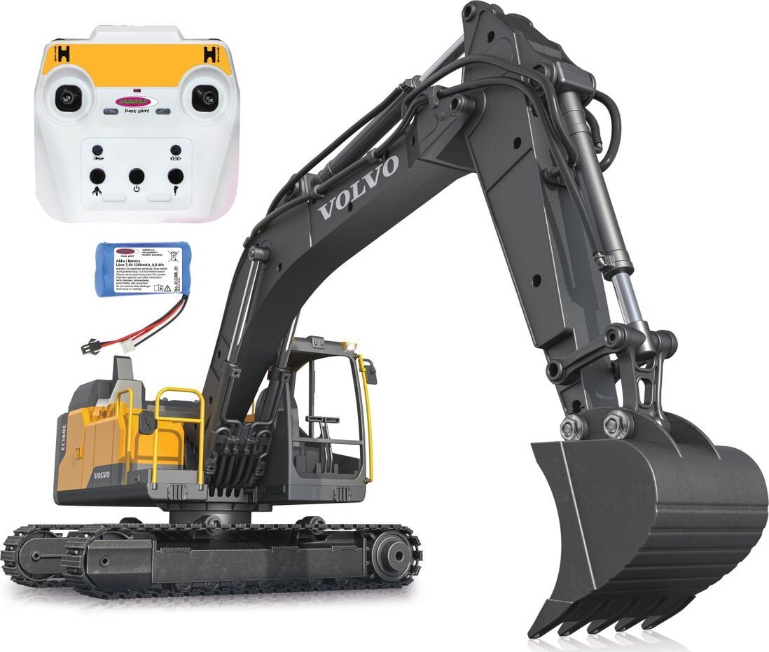 Jamara Koparka Volvo EC160E Metal 1:16 z chwytakiem i młotem wyburzeniowym