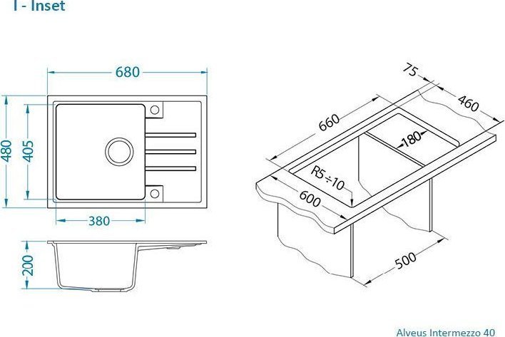 Alveus Alveus Intermezzo 40 twilightl 05 (68x48) z syfonem manualnym