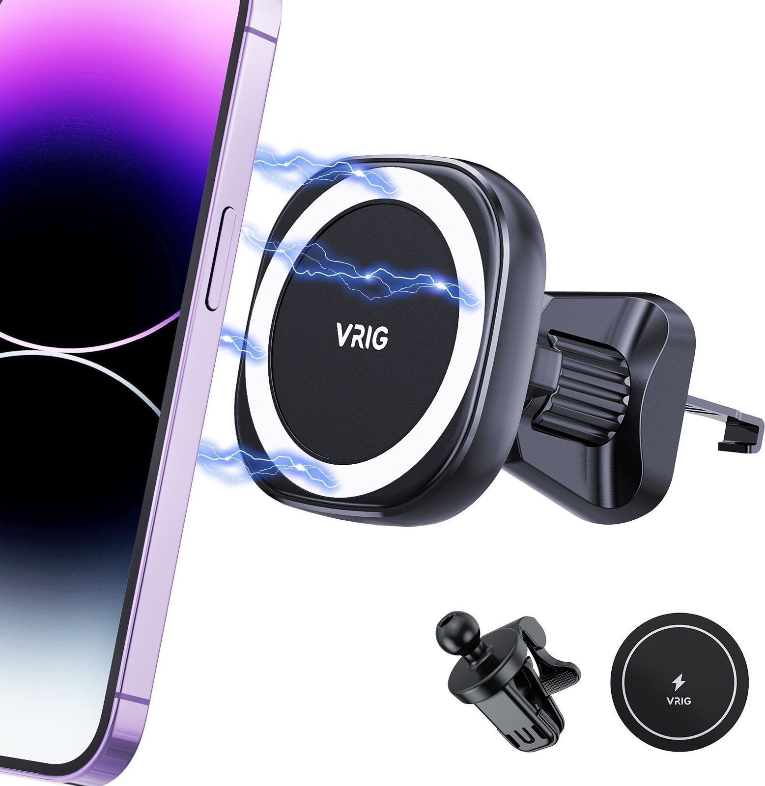 4kom.pl Uchwyt Samochód Na Kratkę Magnetyczny Magnes Magsafe Do Telefonu Vrig / Mg-07