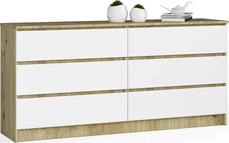 Elior Skandynawska komoda z szufladami dąb artisan + biały - Olin 3X