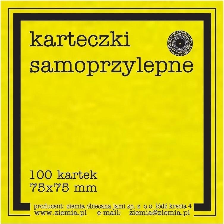 Ziemia Obiecana Karteczki samoprzylepne Fluo 75x75mm 100K żółte