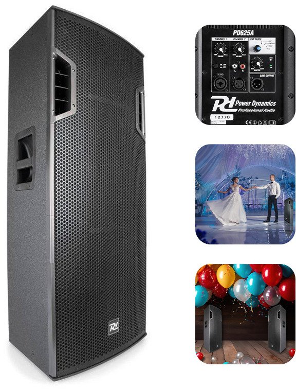 Kolumna aktywna 2x 15'' 800W Power Dynamics PD625A one size