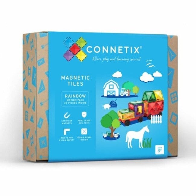 CONNETIX Rainbow Motion Pack 24 el magnetyczne klocki samochody 3+