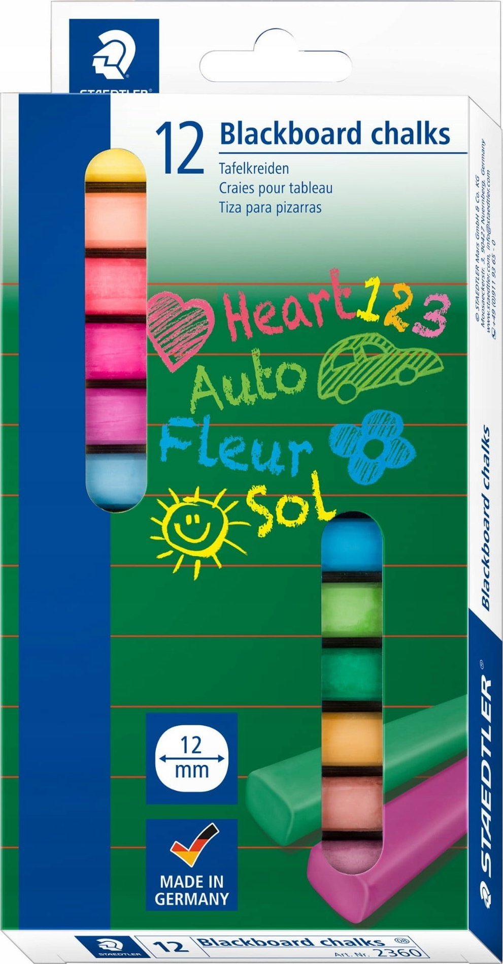 Staedtler STAEDTLER Wandtafelkreide farbig 12St Etui