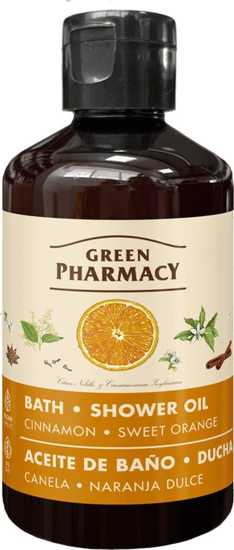 Green Pharmacy Olejek do Kąpieli i pod Prysznic Cynamon i Słodka Pomarańcza 250ml