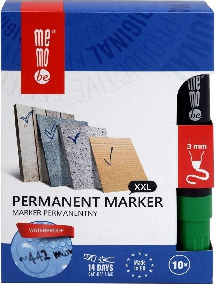 MemoBe Marker permanentny 3mm zielony (10szt) MemoBe