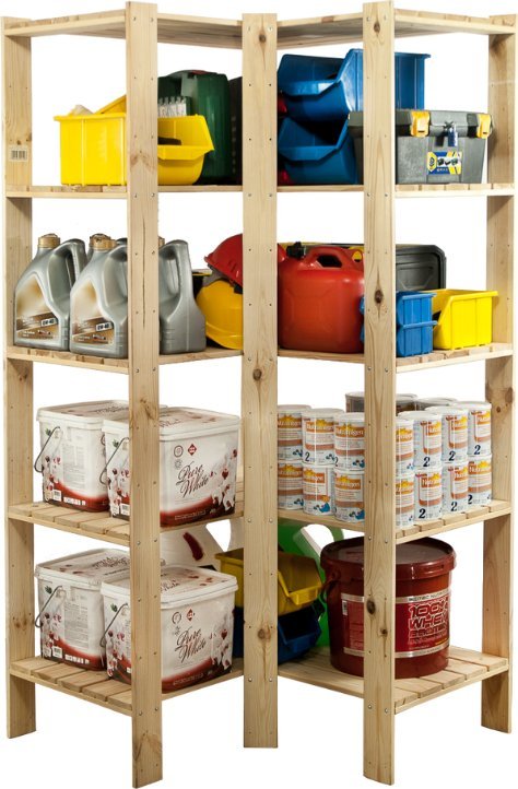 Wamar-Sosenka MAXI Regał Narożny Drewniany 166,4x85x50 cm 5 Półek ażurowych Surowy Drewno sosnowe Naturalny MAXI-4WA+ / Wamar-Sosenka