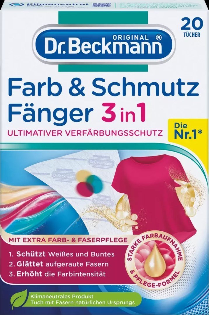 Dr. Beckmann (DE) Dr.Beckmann Chusteczki wyłapujące kolor, 20 sztuk (PRODUKT Z NIEMIEC)