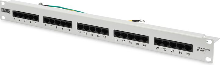 Digitus Patch panel telefoniczny ISDN 19" 25 x RJ45 U/UTP kat.3 1U szary (DN-91325-1)