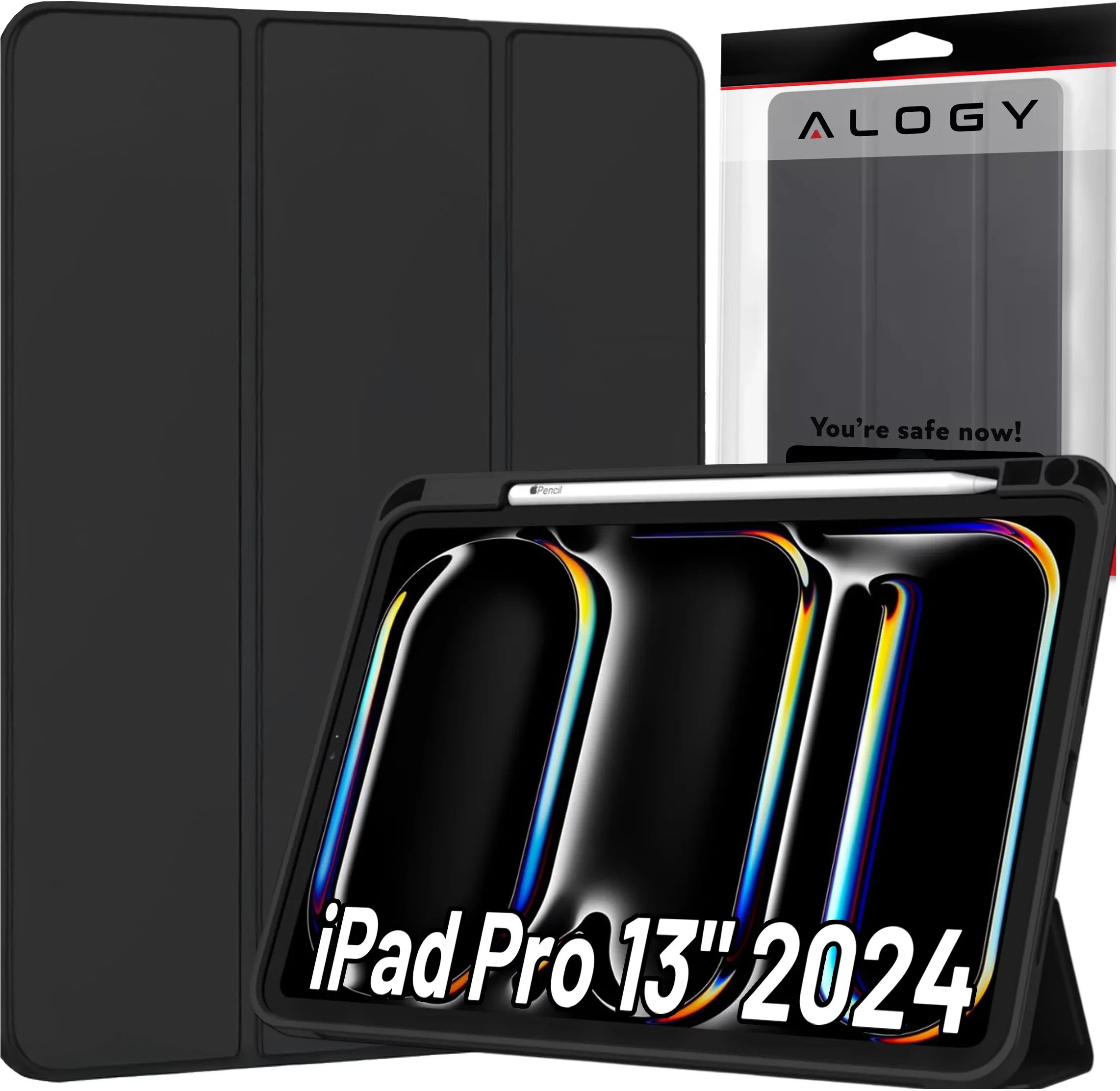 Etui na tablet Alogy Etui ochronne z rysikiem do Apple iPad Pro 13" 2024 Book Cover Case obudowa na tablet Czarne