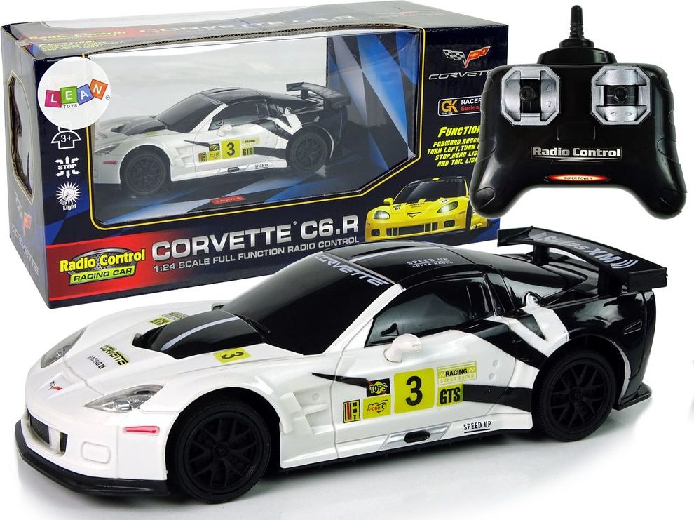 LeanToys Auto Sportowe Wyścigowe R/C 1:24 Corvette C6.R Biały 2.4 G Światła