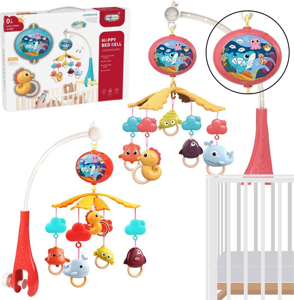 Karuzela do łóżeczka sterowana pilotem czerwona LeanToys 20465