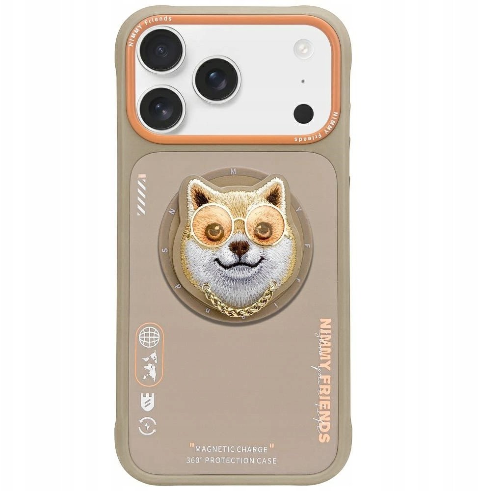 Etui Nimmy Glasses Cool Dog MagSafe do iPhone 17 Pro beżowy