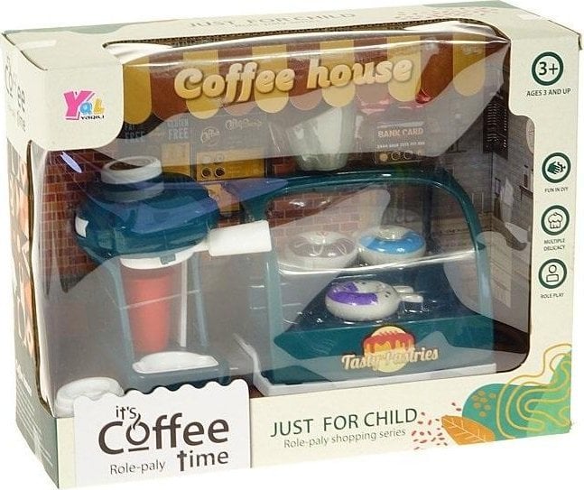 Adar Zestaw kawiarniany 563698 ekspres do kawy, kubek do kawy, lada chłodnicza, ciastka, pojemnik