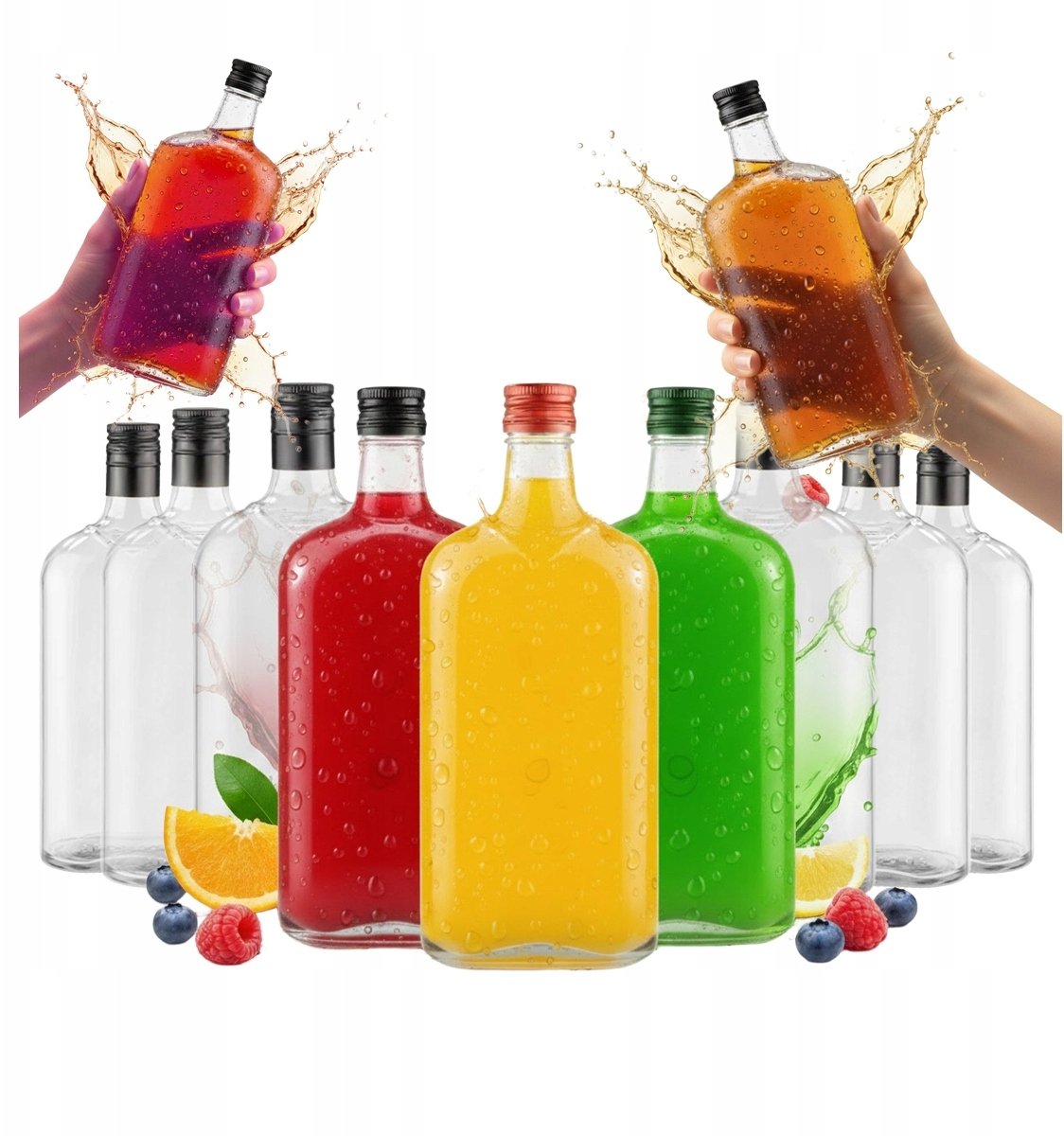 Bimberek 40x Butelki na Nalewki Wino KLASYK PIERSIÓWKA 500ml Butelka Płaska