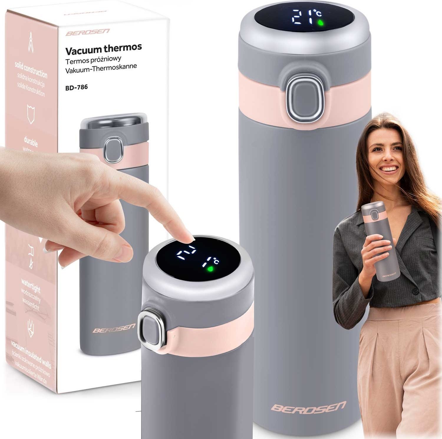 Berdsen Termos próżniowy 450 ml BD-786 szary