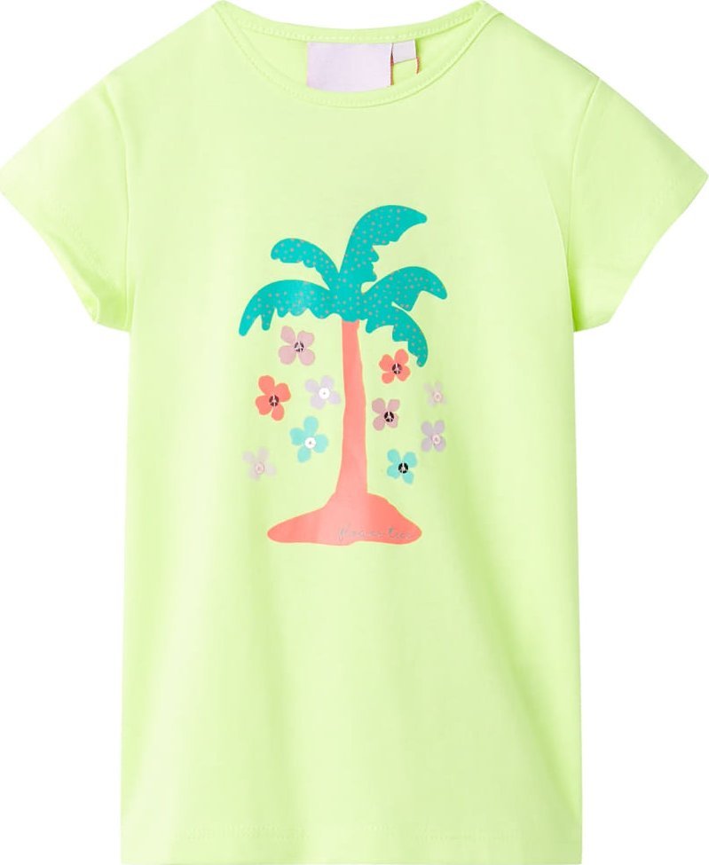 vidaXL Koszulka dziecięca z krótkimi rękawami, żółta fluorescencyjna, 116