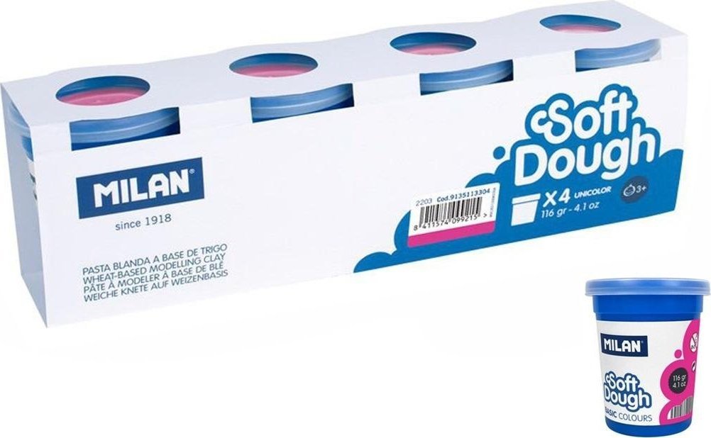 Milan Ciastolina Basic 116g 4 słoiczki różowa