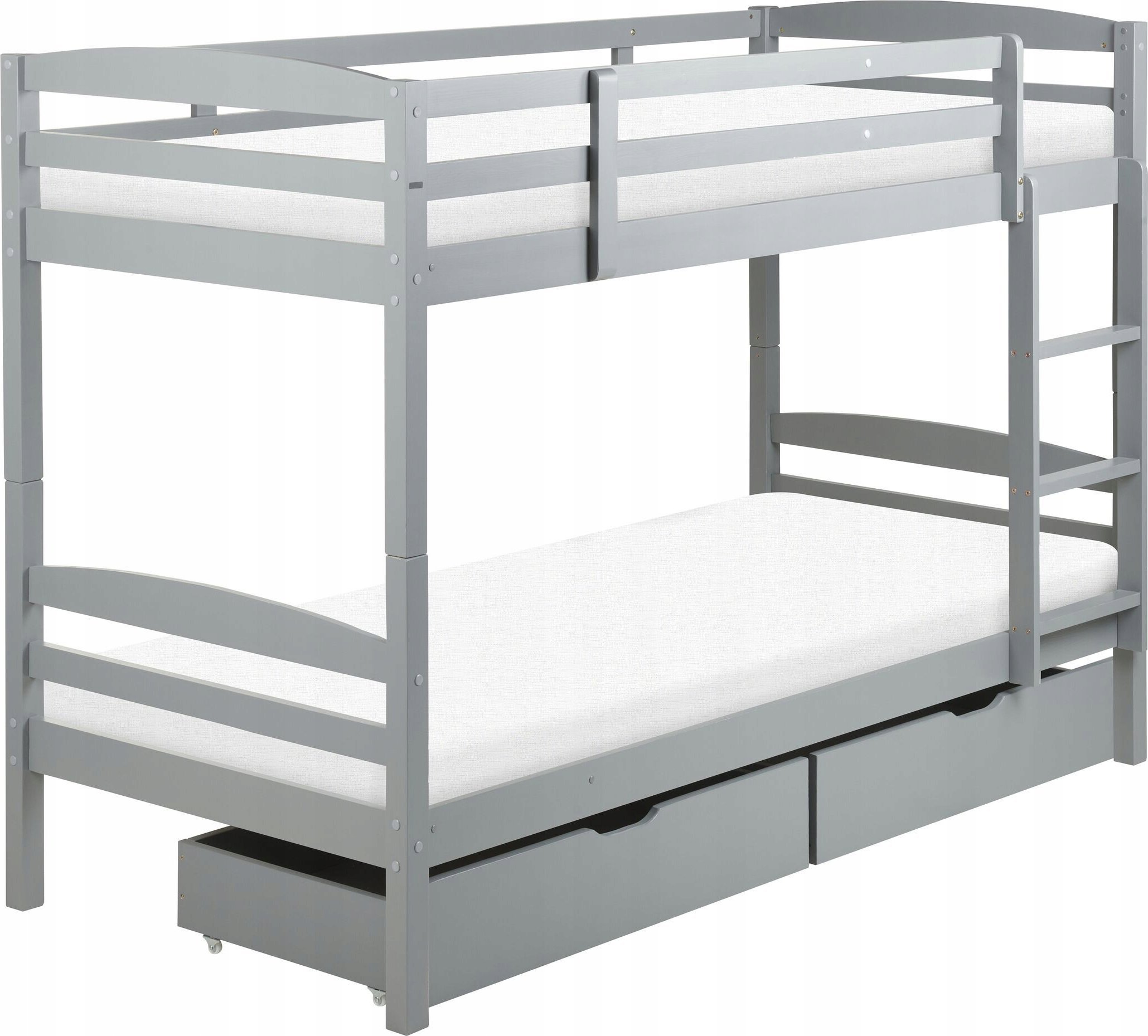 Beliani Łóżko piętrowe z szufladami drewniane 90 x 200 cm szare REGAT