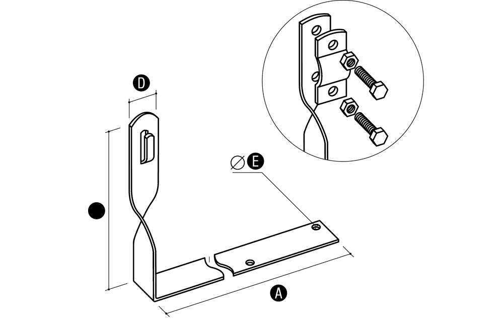 Elko-Bis Uchwyt skręcany pod dachówkę 150x330mm ocynkowany