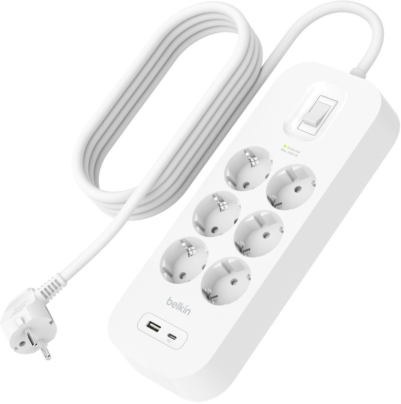 Surge Protection with USB C 6 Outlet