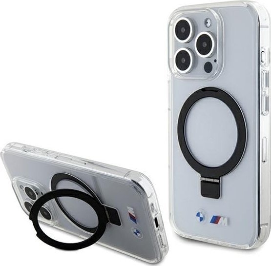 BMW BMHMP15LURST iPhone 15 Pro 6.1" przeźroczysty/clear hardcase Ring Stand M Collection MagSafe