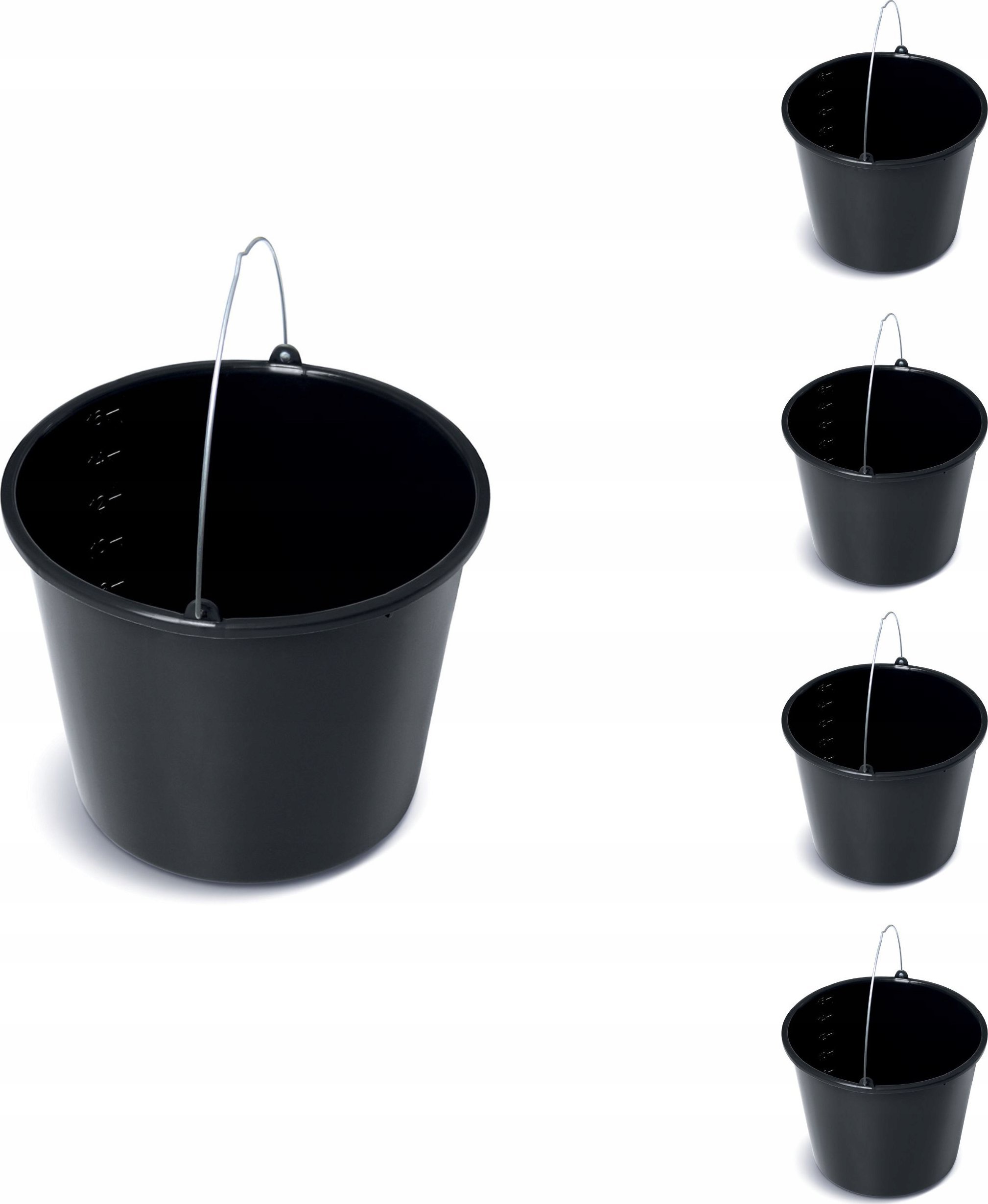 5x Wiadro budowlane 16l Gospodarcze plastikowe