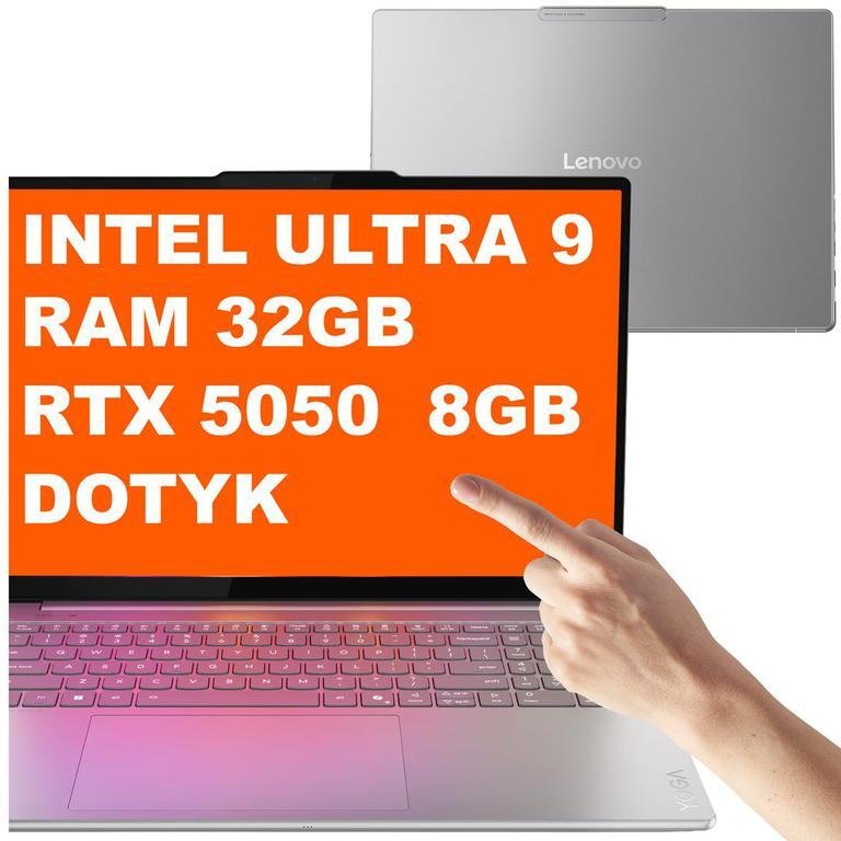 Laptop Lenovo Yoga Pro 9 16IAH10 / 83L00008US / Ultra 9 / 32GB / 1TB / RTX 5050 / 2.8k / Dotyk / OLED / Win 11 / Szary