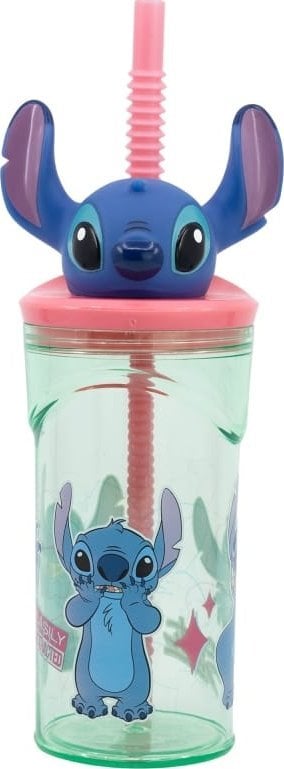 Disney Stitch - Kubek ze słomką i figurką 3D z kolekcji Flowers 360 ml