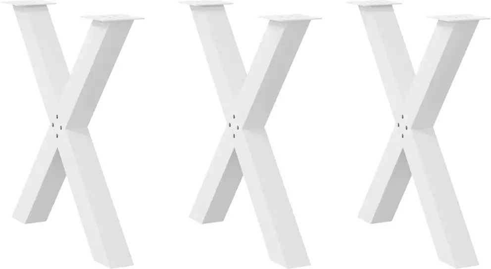 Nogi do stołu jadalnego w kształcie litery X 3 szt. Białe 70x(72-73) cm Stal