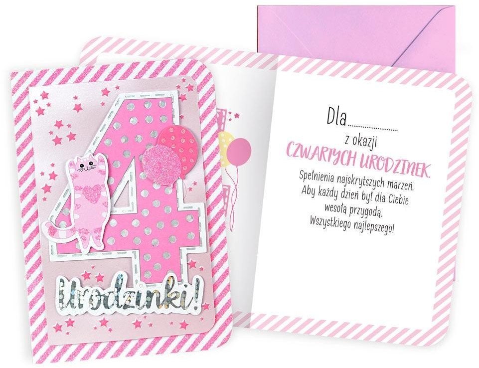 Karnet B6 Urodziny 4 dziewczynka