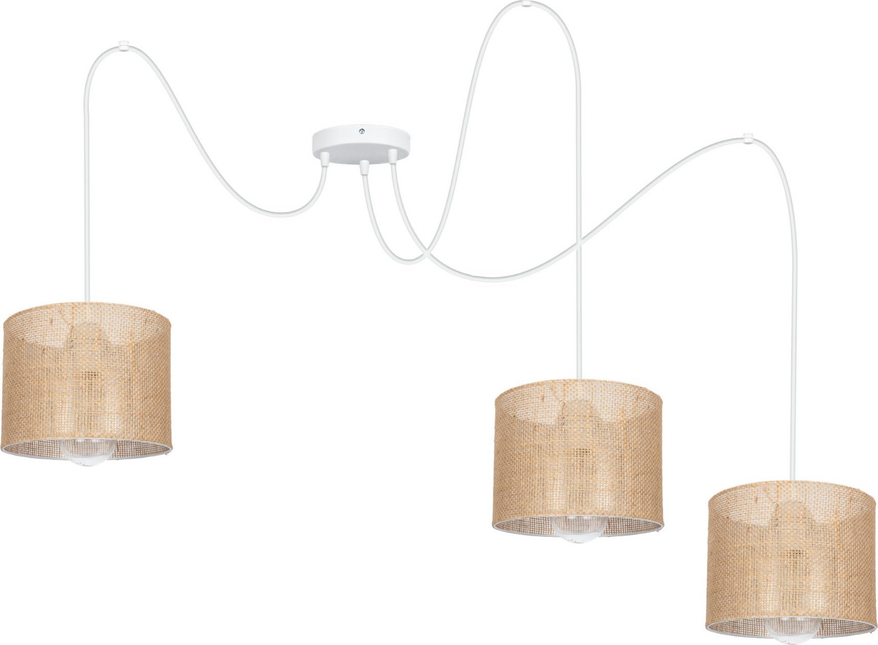 Lampa wisząca Solar Lampa sufitowa pająk BOHO len 3 żarówki biała