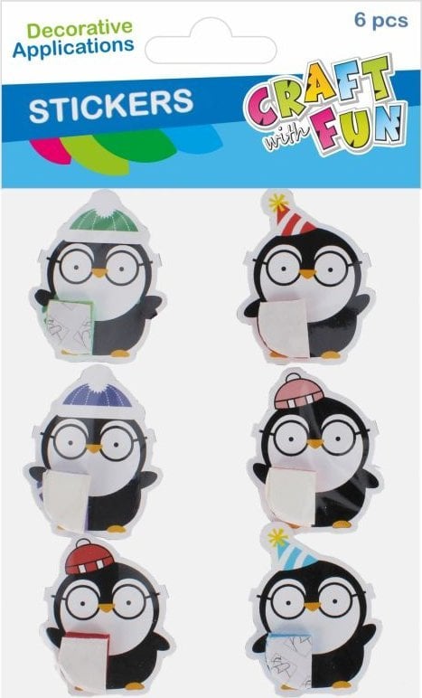 Dekoracja świąteczna Craft with Fun OZDOBA BN NAKLEJKI PINGWIN HARM 6SZT CF 12/144