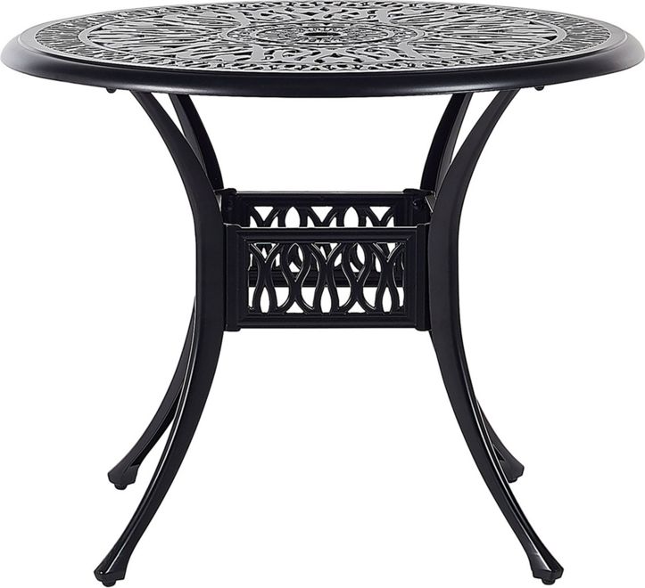 Shumee Stół ogrodowy okrągły 90 cm czarny ANCONA