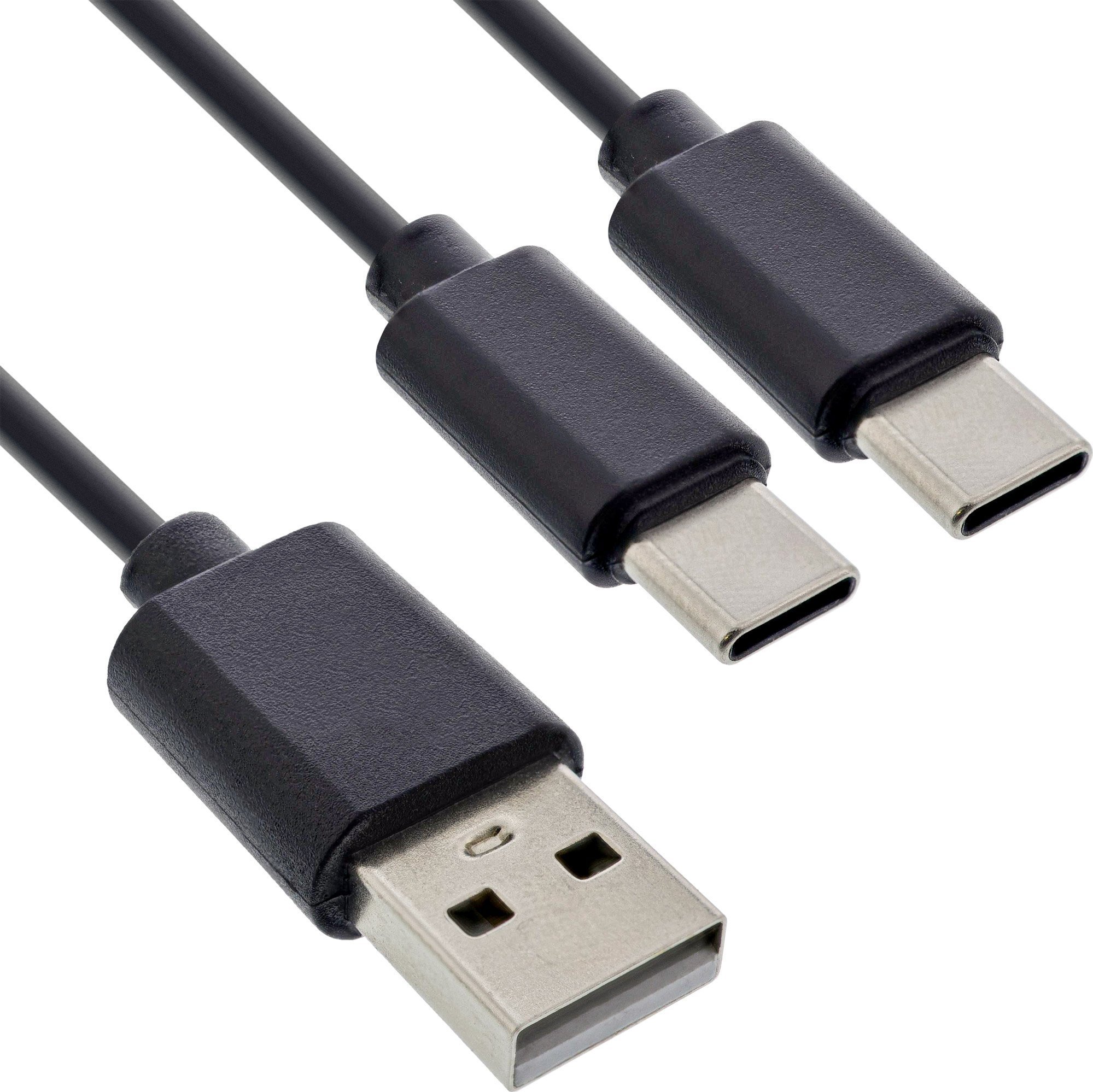 Kabel USB Vision USB-A - 2x USB-C 1 m Czarny