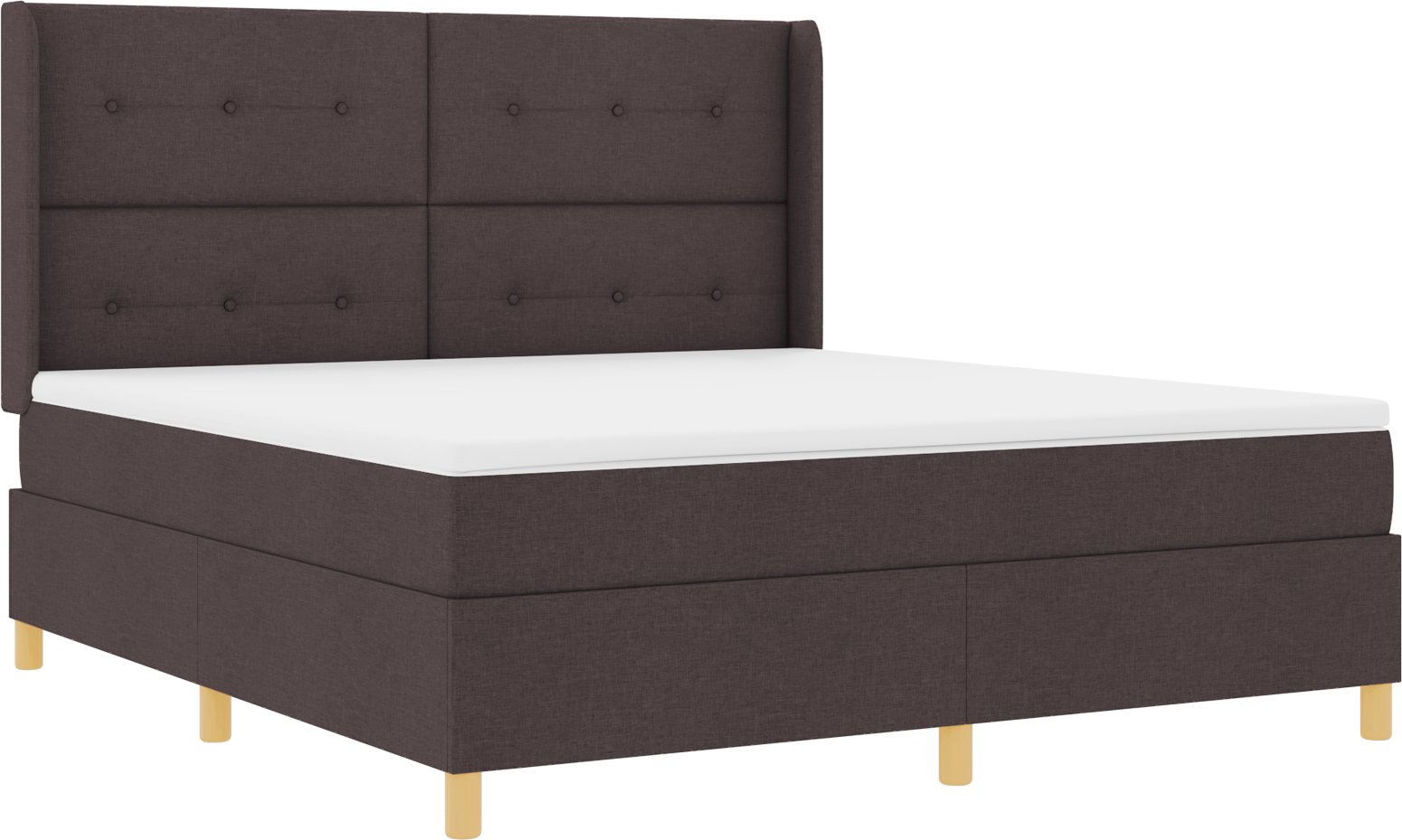 Łóżko Box Spring z Materacem i LED Ciemnobrązowe 180x200 cm Tkanina