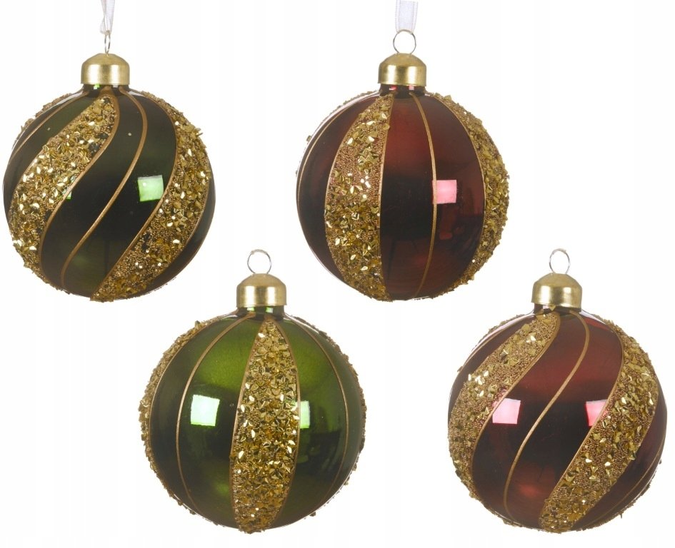 Bombka choinkowa szklana dekorowana okrągła ciemne kolory 8 cm 1szt