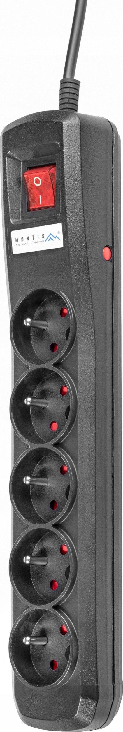 Listwa zasilająca Montis przeciwprzepięciowa 5 gniazd 2 m czarna (MT030-2)
