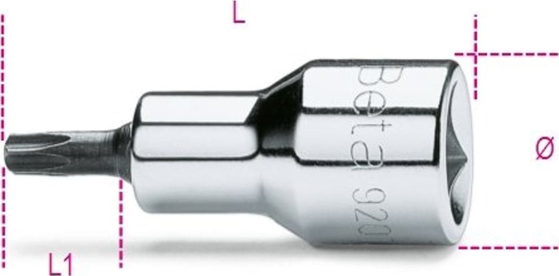 BETA Nasadka trzpieniowa 1/2" do śrub z gniazdem TORX T20 58 mm, 920TX Beta