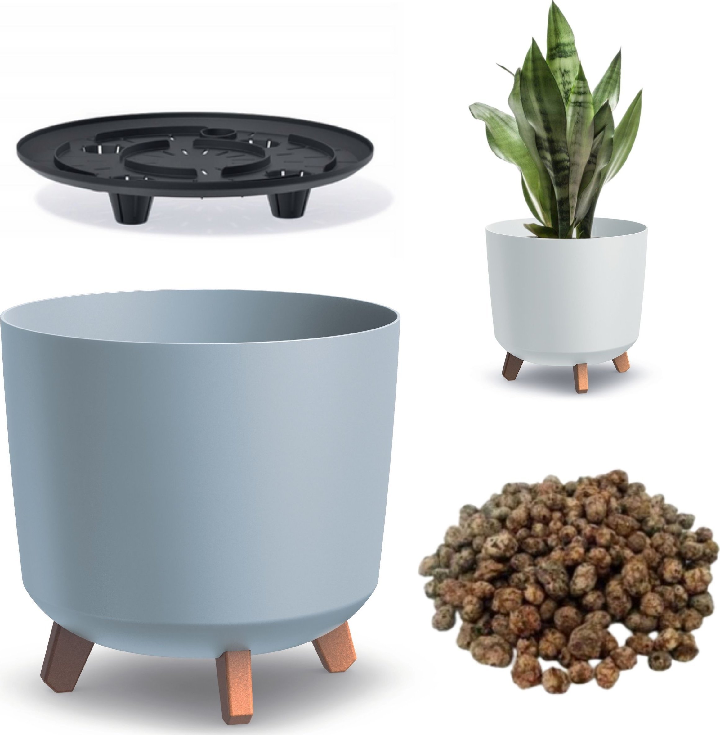 Prosperplast Doniczka okrągła na nóżkach GRACIA DGTL300L + keramzyt 1l