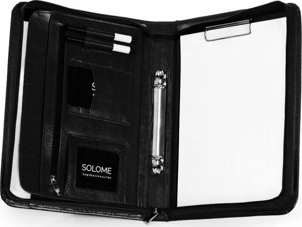 Solome SKÓRZANA AKTÓWKA TECZKA NA DOKUMENTY BIWUAR SOLOME A5 CZARNA