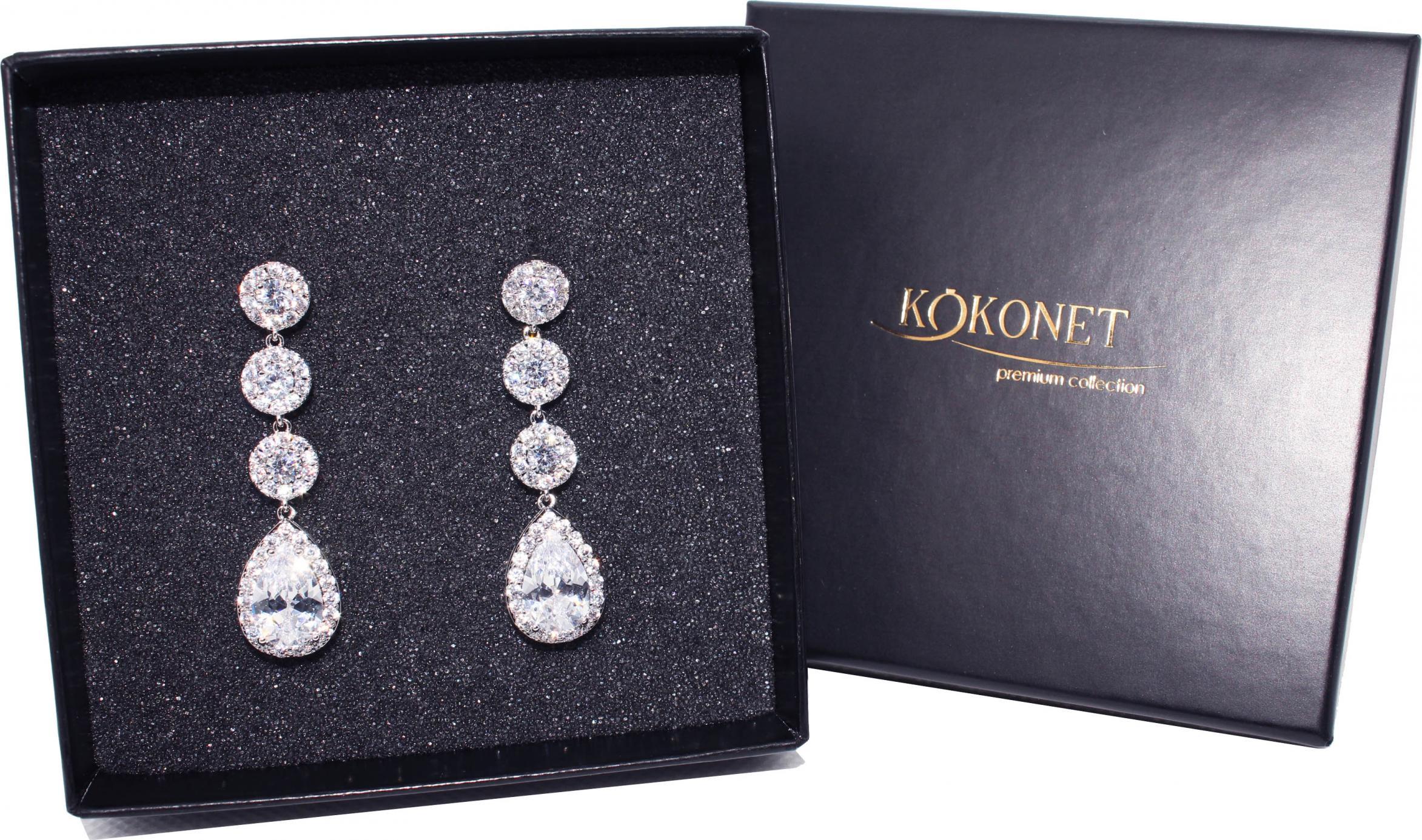 KOKONET KOLCZYKI DŁUGIE wiszące migdały SREBRNE aaa ŚLUBNE