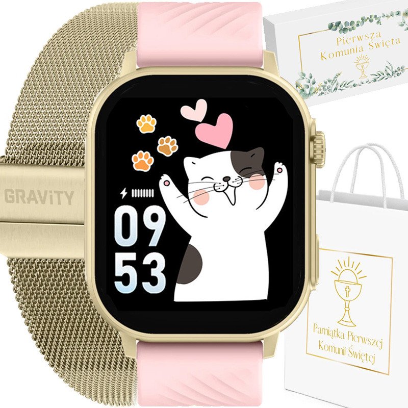 Zegarek dziecięcy KOMUNIA SMARTWATCH GRAVITY GT15-7 z dwoma paskami